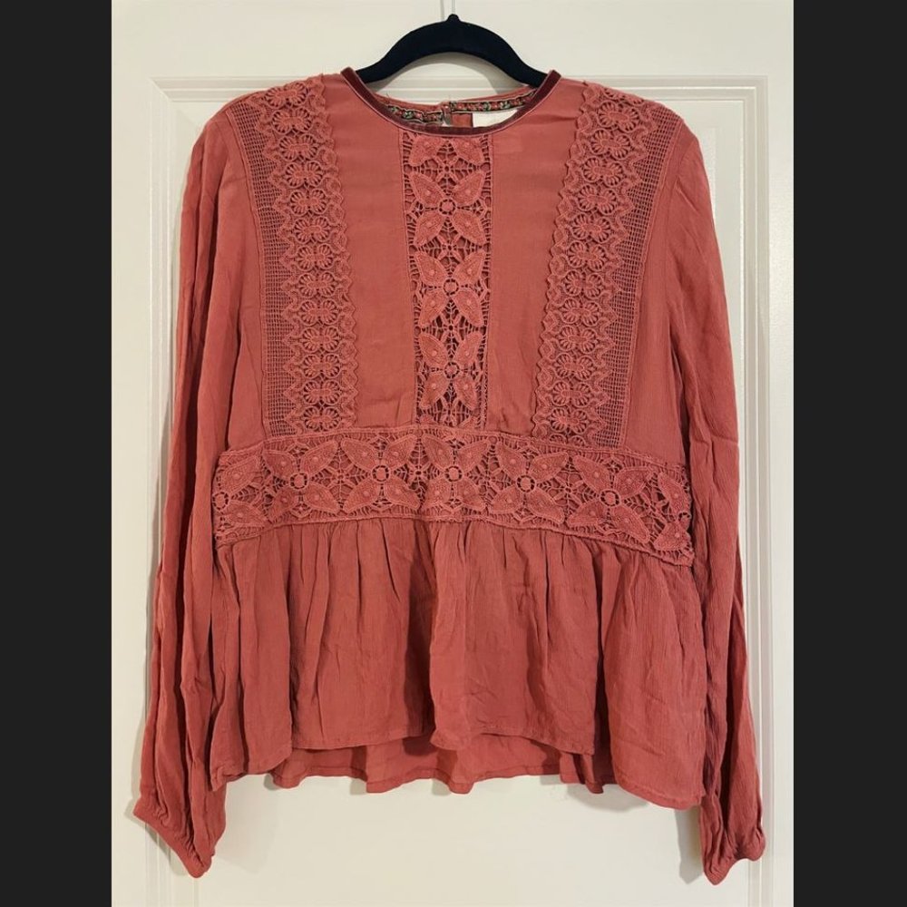 Cute Pink Knox Rose Peplum Blouse Sz M